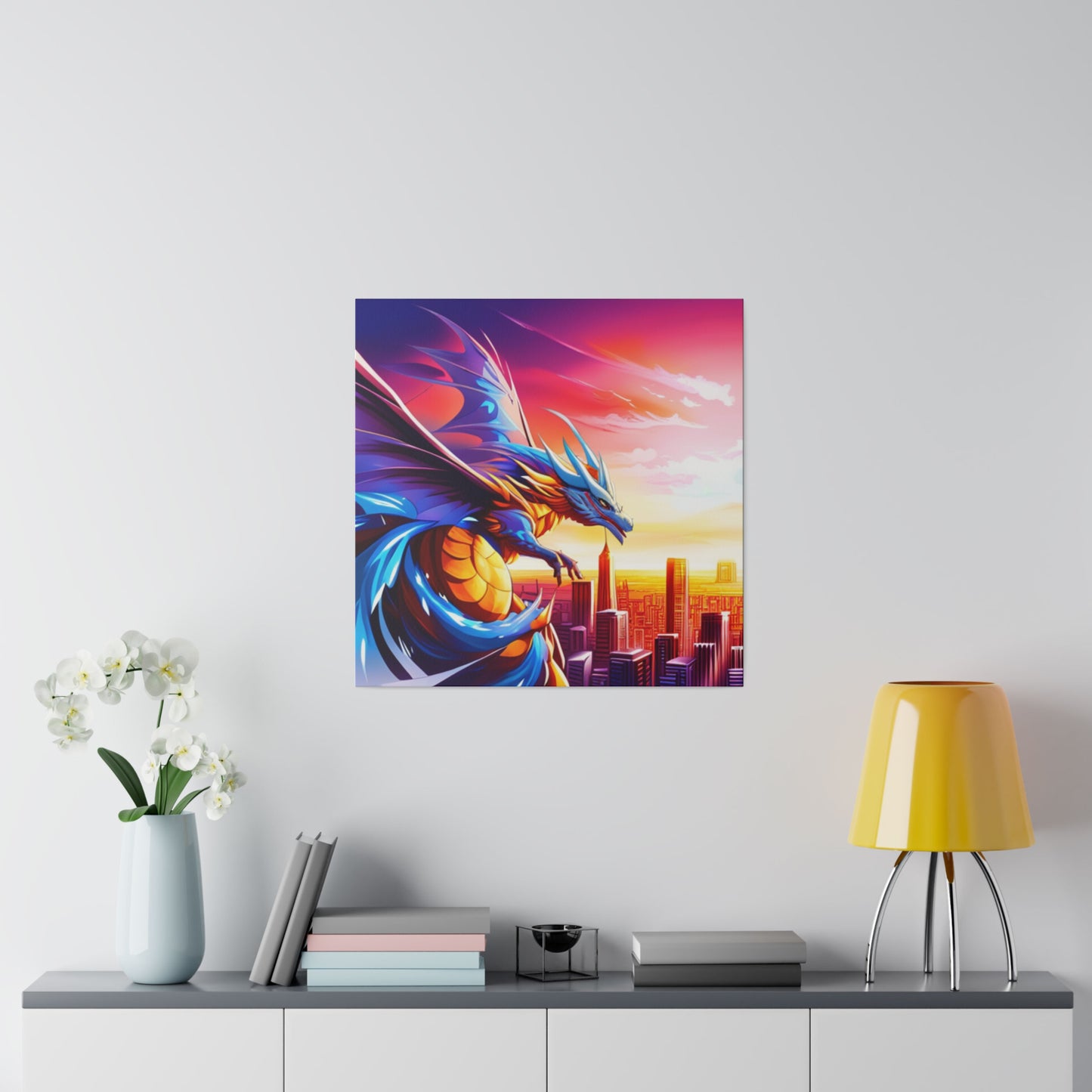 Dragon Cityscape - Matte Canvas, Stretched, 0.75"