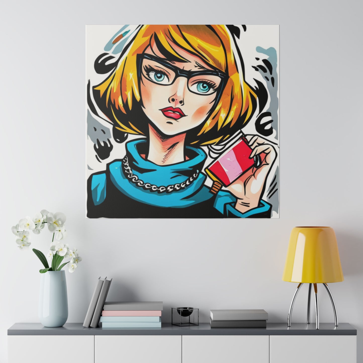 Comic Art, Female Model on Matte Canvas, Stretched, 0.75"