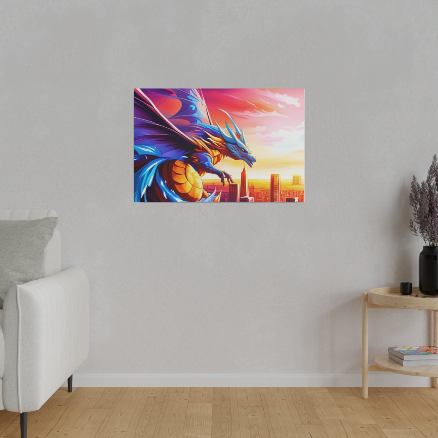 Dragon Cityscape - Matte Canvas, Stretched, 0.75"