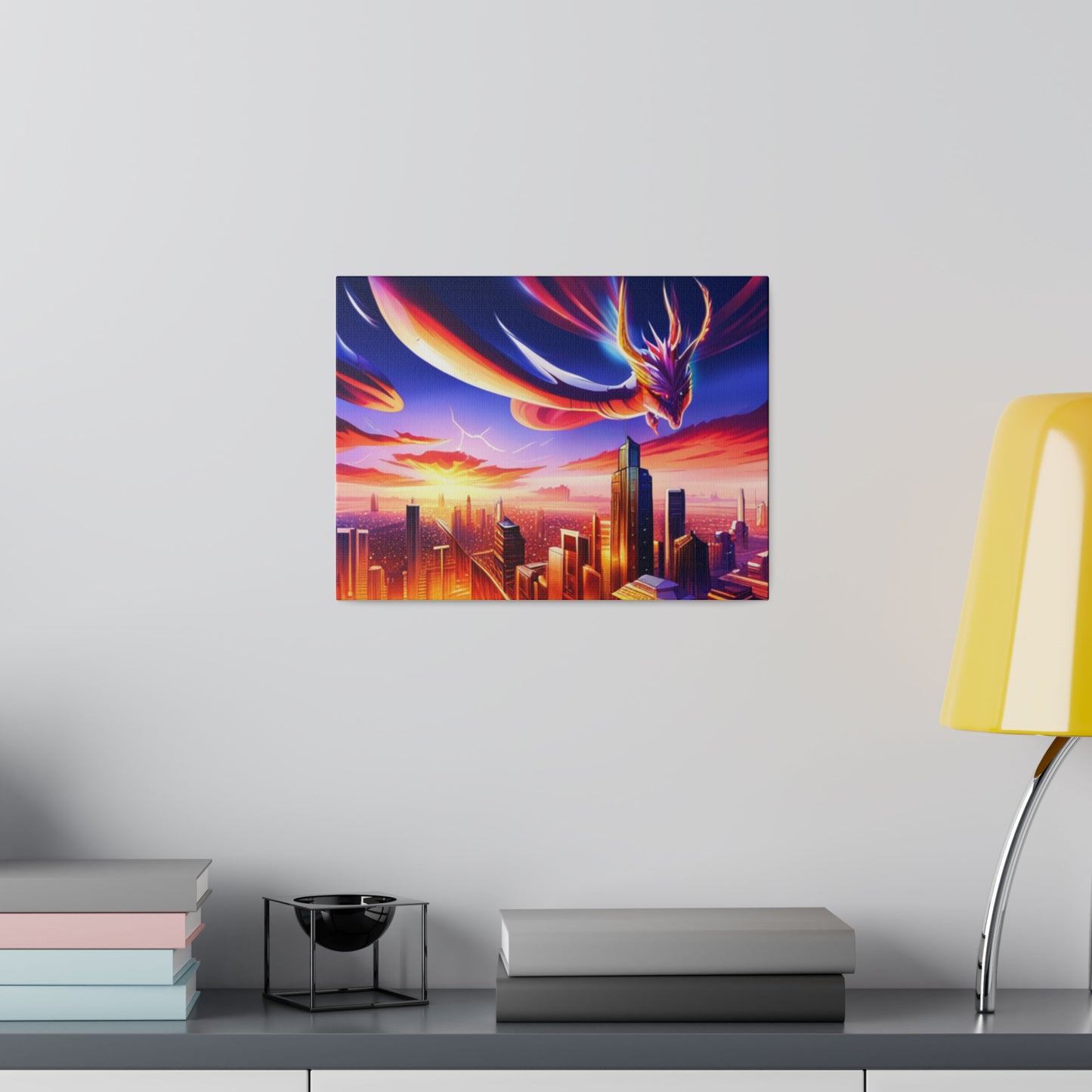 Soaring Dragon Cityscape - Matte Canvas, Stretched, 0.75"