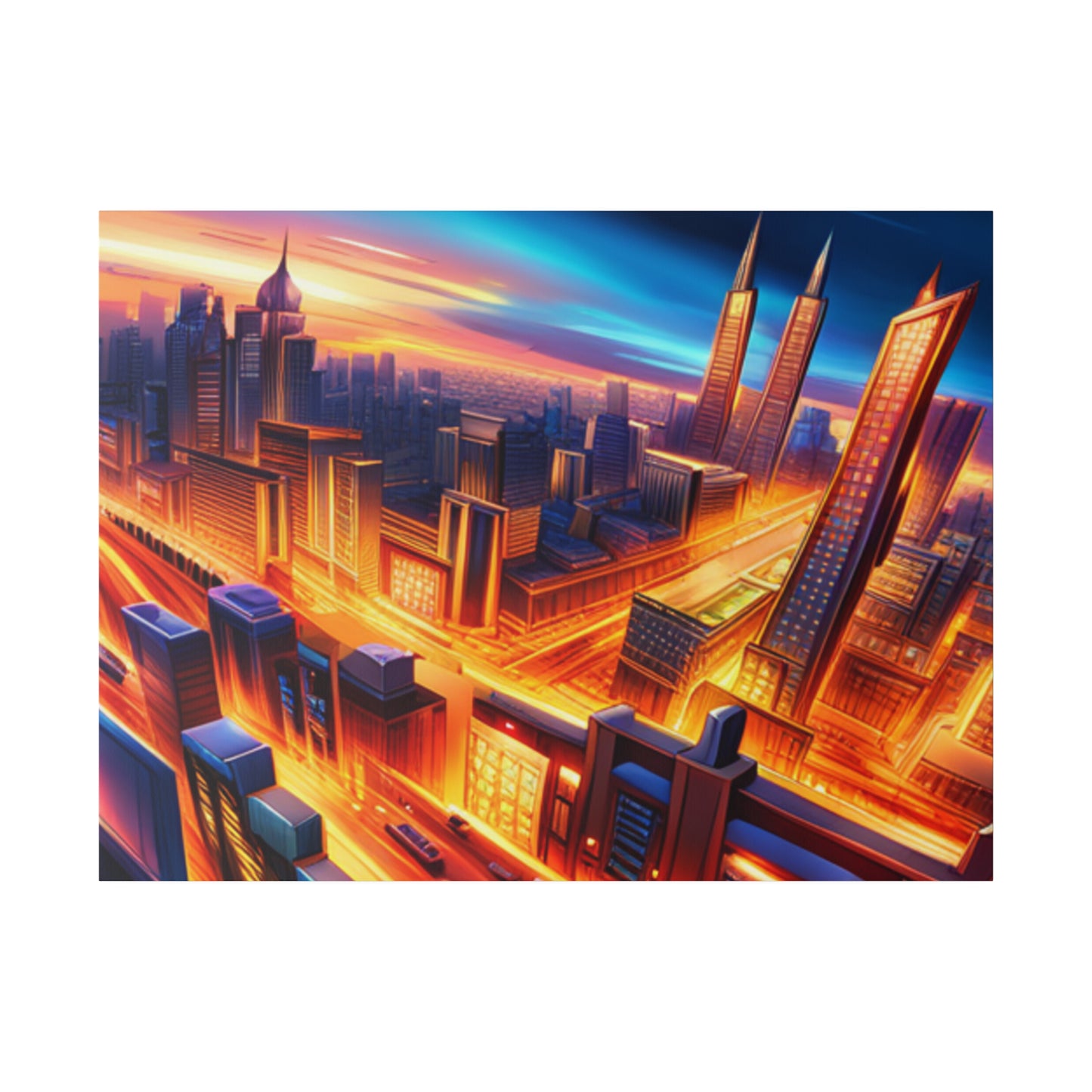 Futuristic Cityscape - Matte Canvas, Stretched, 0.75"