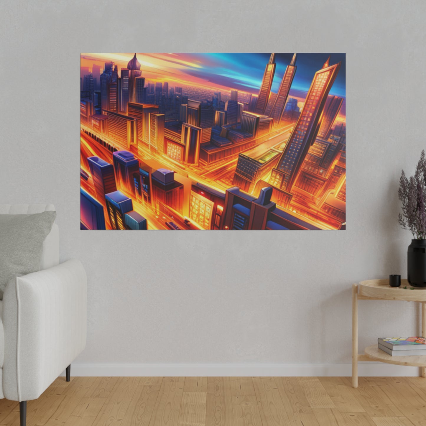 Futuristic Cityscape - Matte Canvas, Stretched, 0.75"