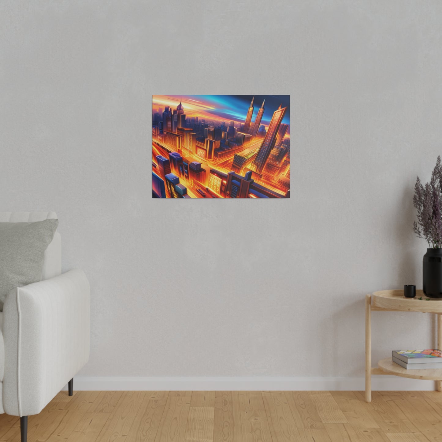 Futuristic Cityscape - Matte Canvas, Stretched, 0.75"