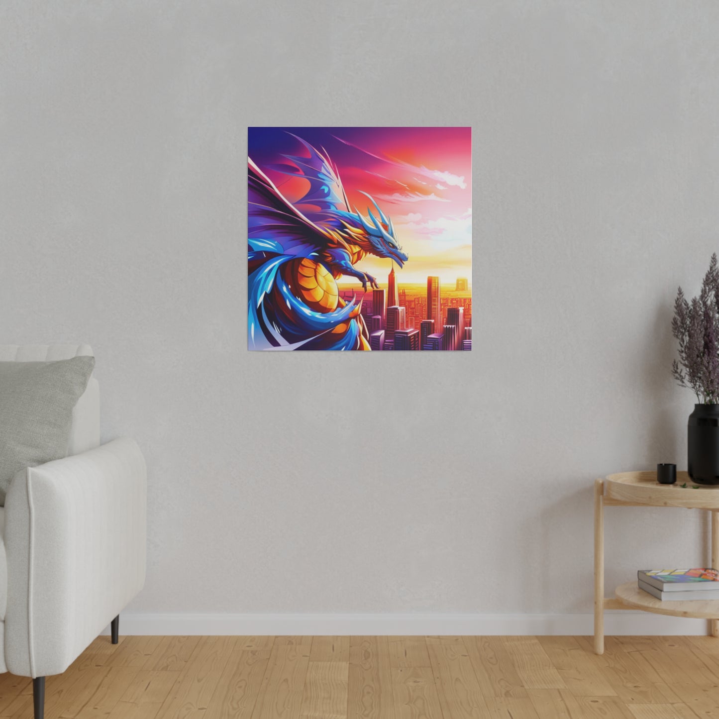 Dragon Cityscape - Matte Canvas, Stretched, 0.75"