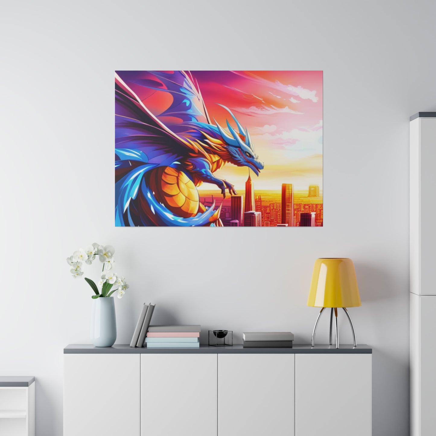 Dragon Cityscape - Matte Canvas, Stretched, 0.75"