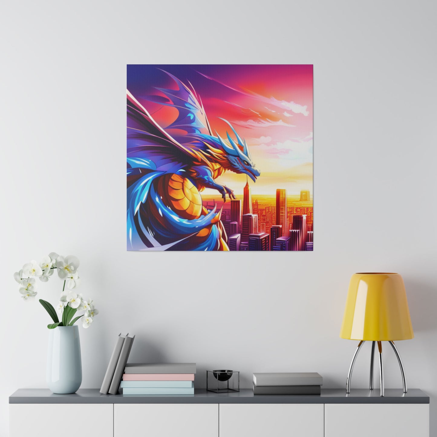 Dragon Cityscape - Matte Canvas, Stretched, 0.75"