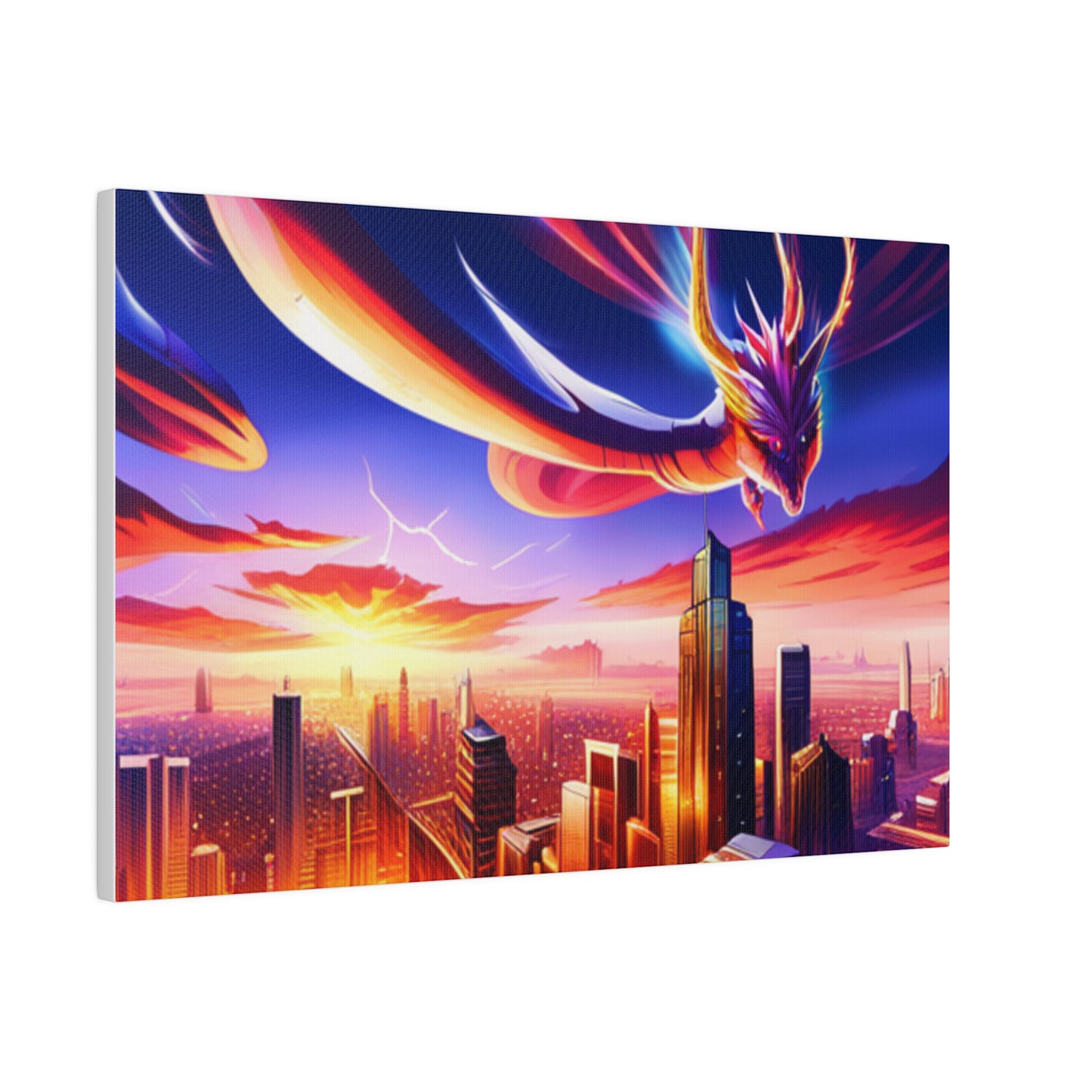 Soaring Dragon Cityscape - Matte Canvas, Stretched, 0.75"