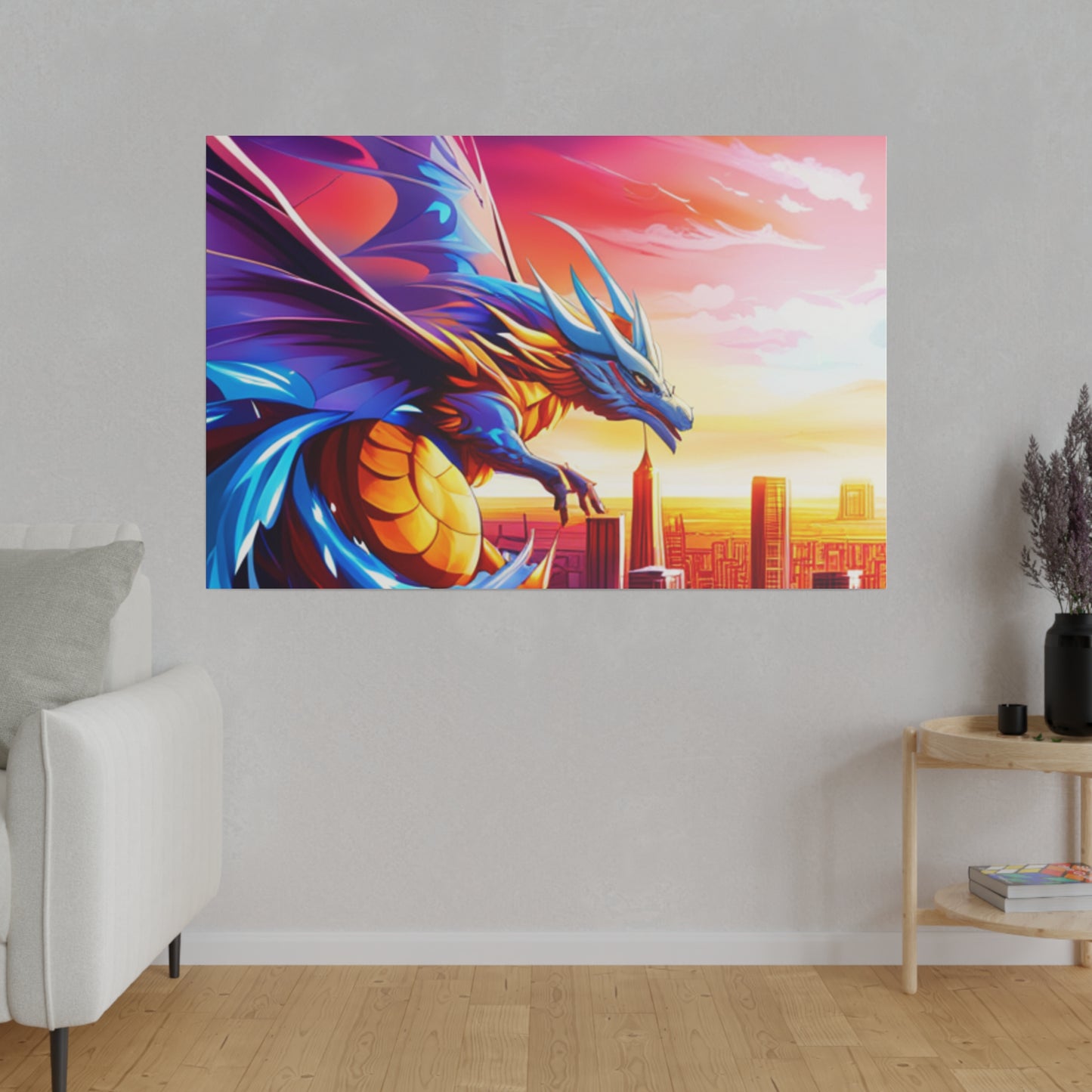 Dragon Cityscape - Matte Canvas, Stretched, 0.75"