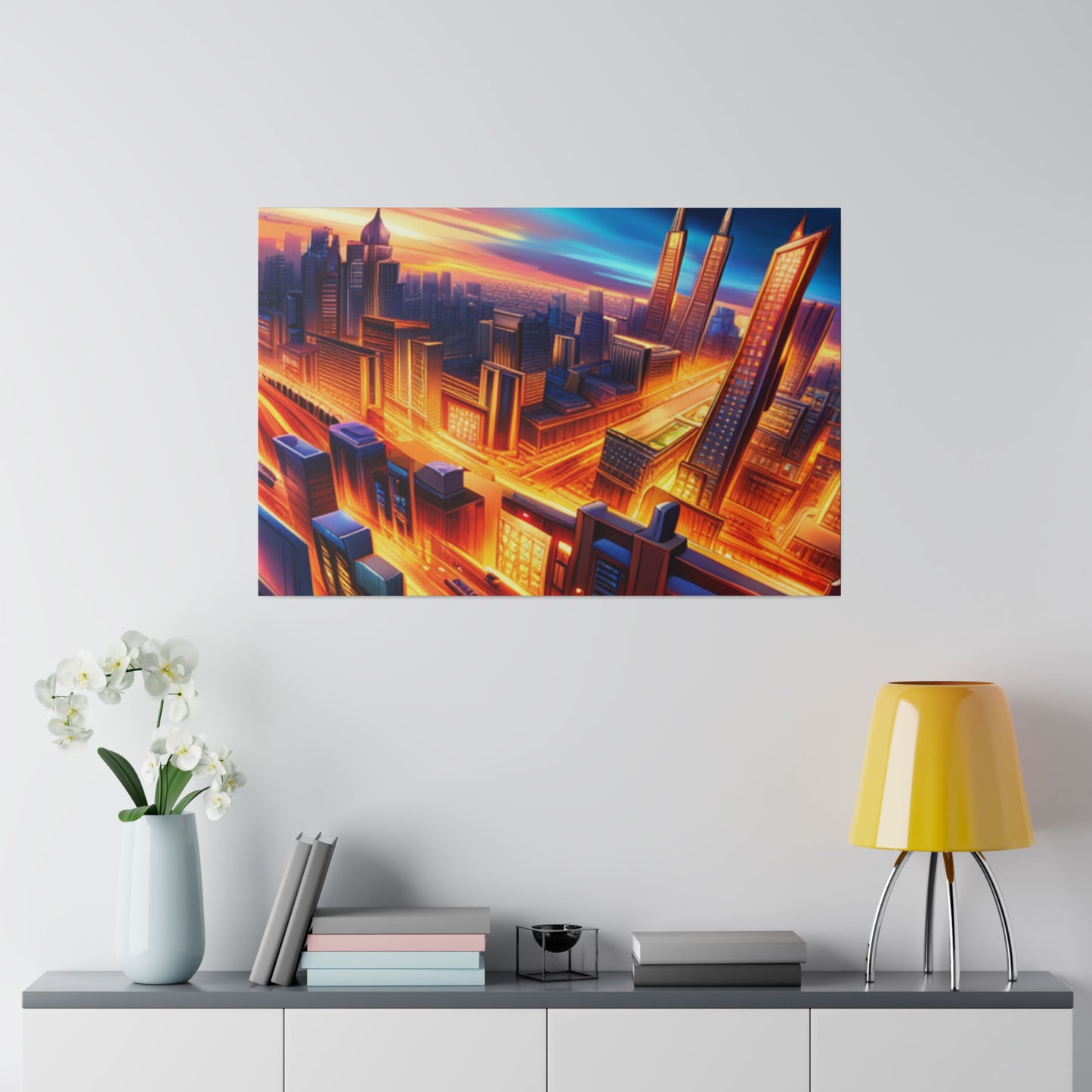 Futuristic Cityscape - Matte Canvas, Stretched, 0.75"