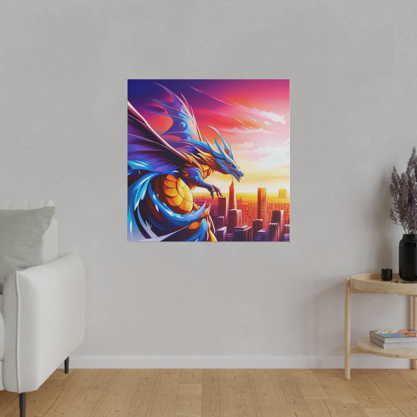 Dragon Cityscape - Matte Canvas, Stretched, 0.75"