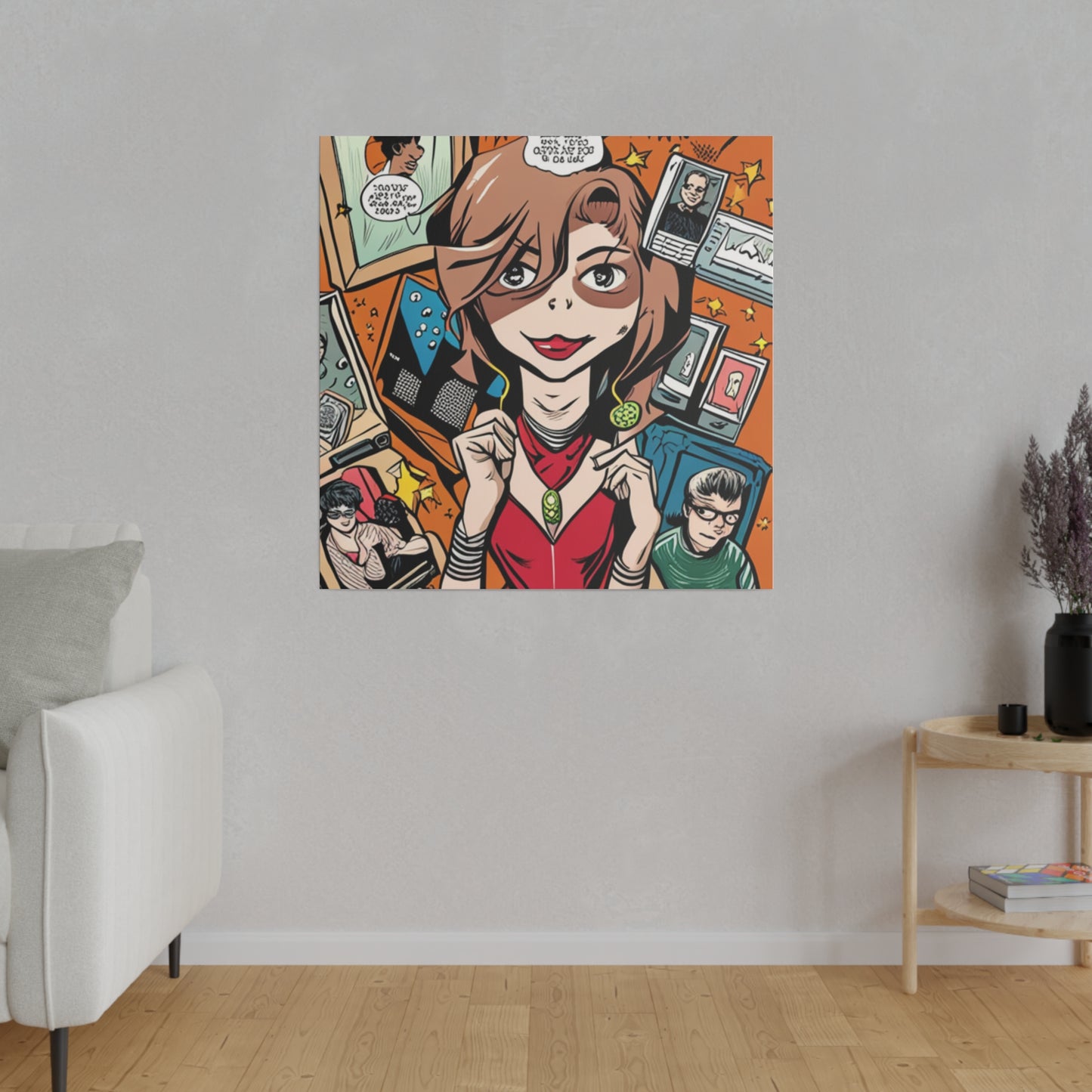 Comic Art, Female Model on Matte Canvas, Stretched, 0.75"