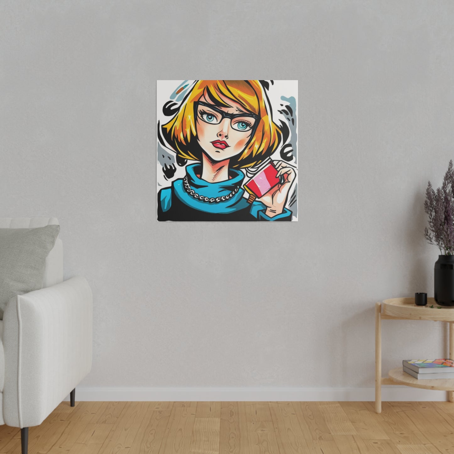 Comic Art, Female Model on Matte Canvas, Stretched, 0.75"