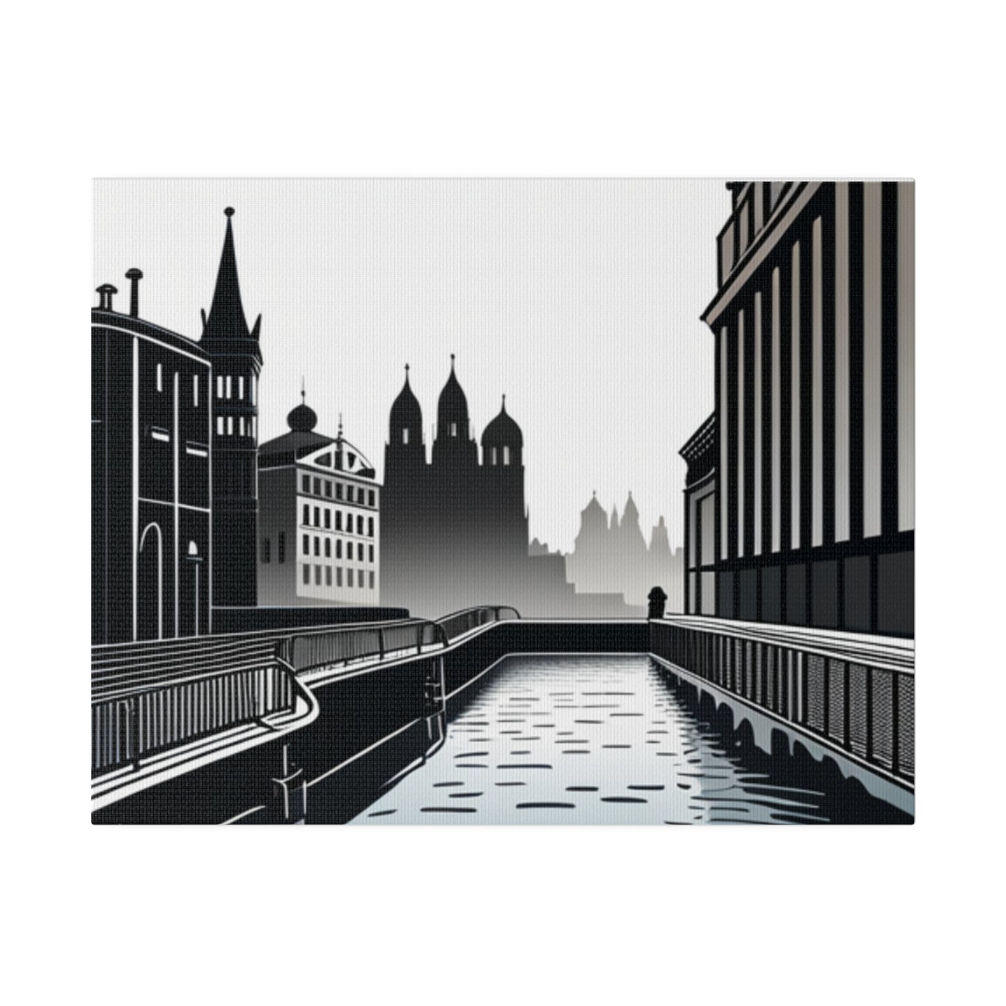 Majestic Metropolis: Matte Canvas Stretched Print