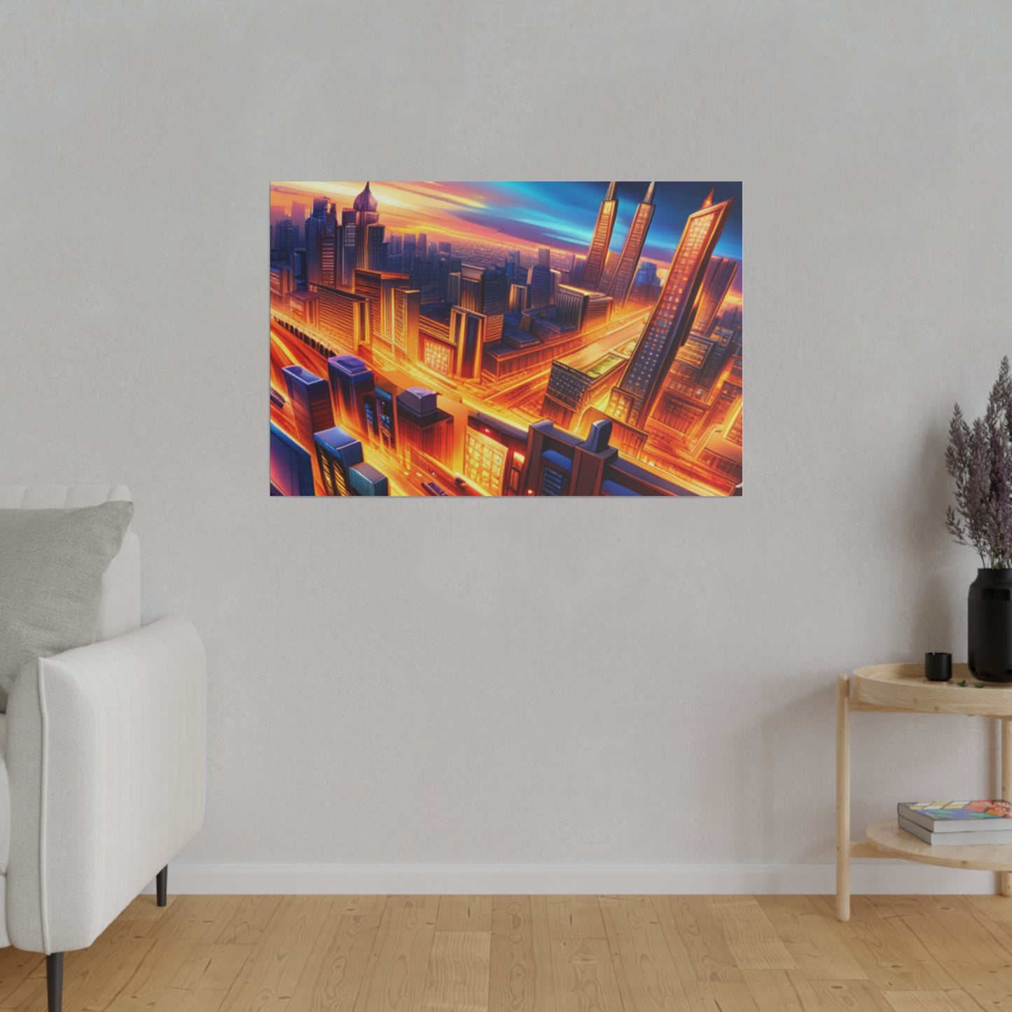 Futuristic Cityscape - Matte Canvas, Stretched, 0.75"