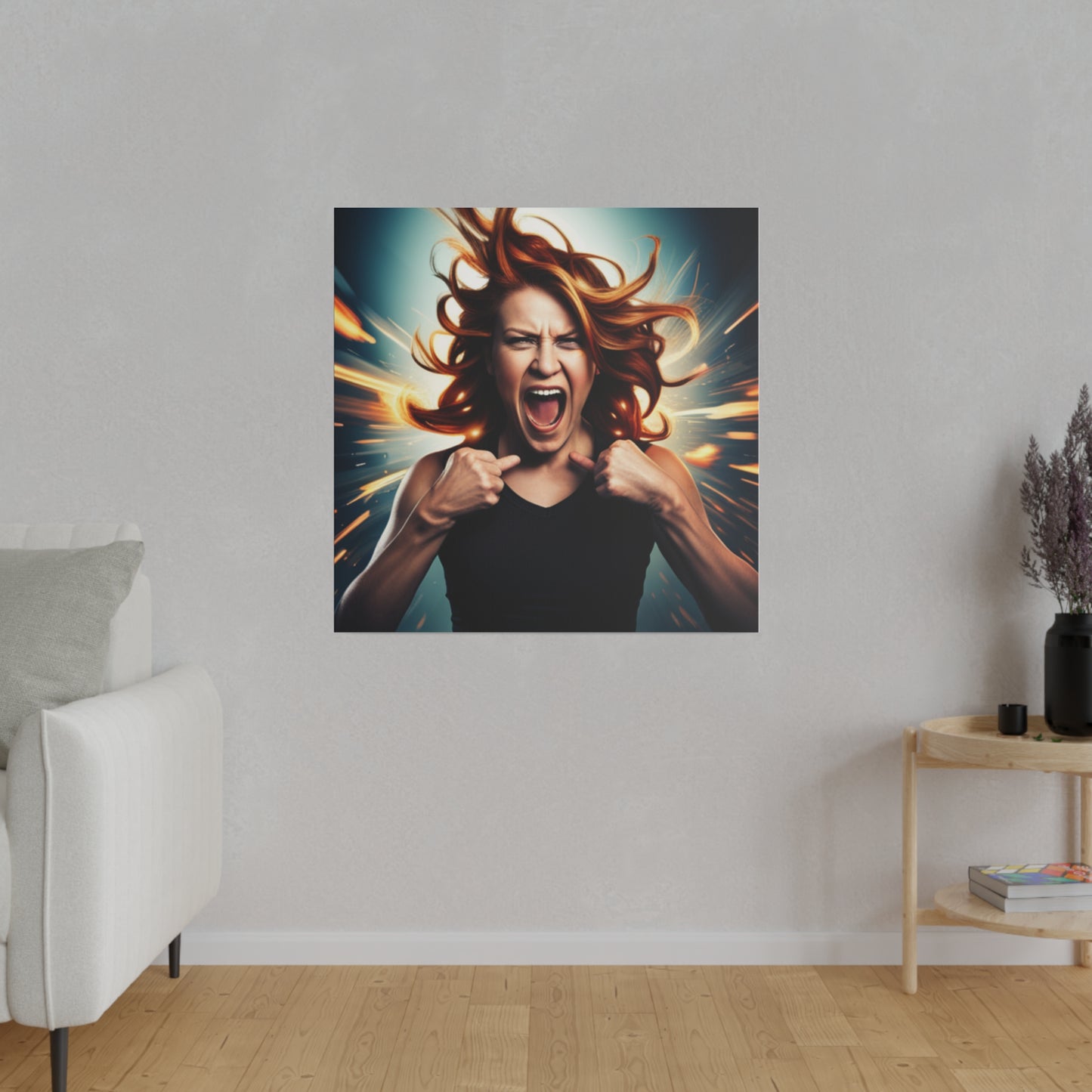 Comic Art, "Rage" Female Model on Matte Canvas, Stretched, 0.75"