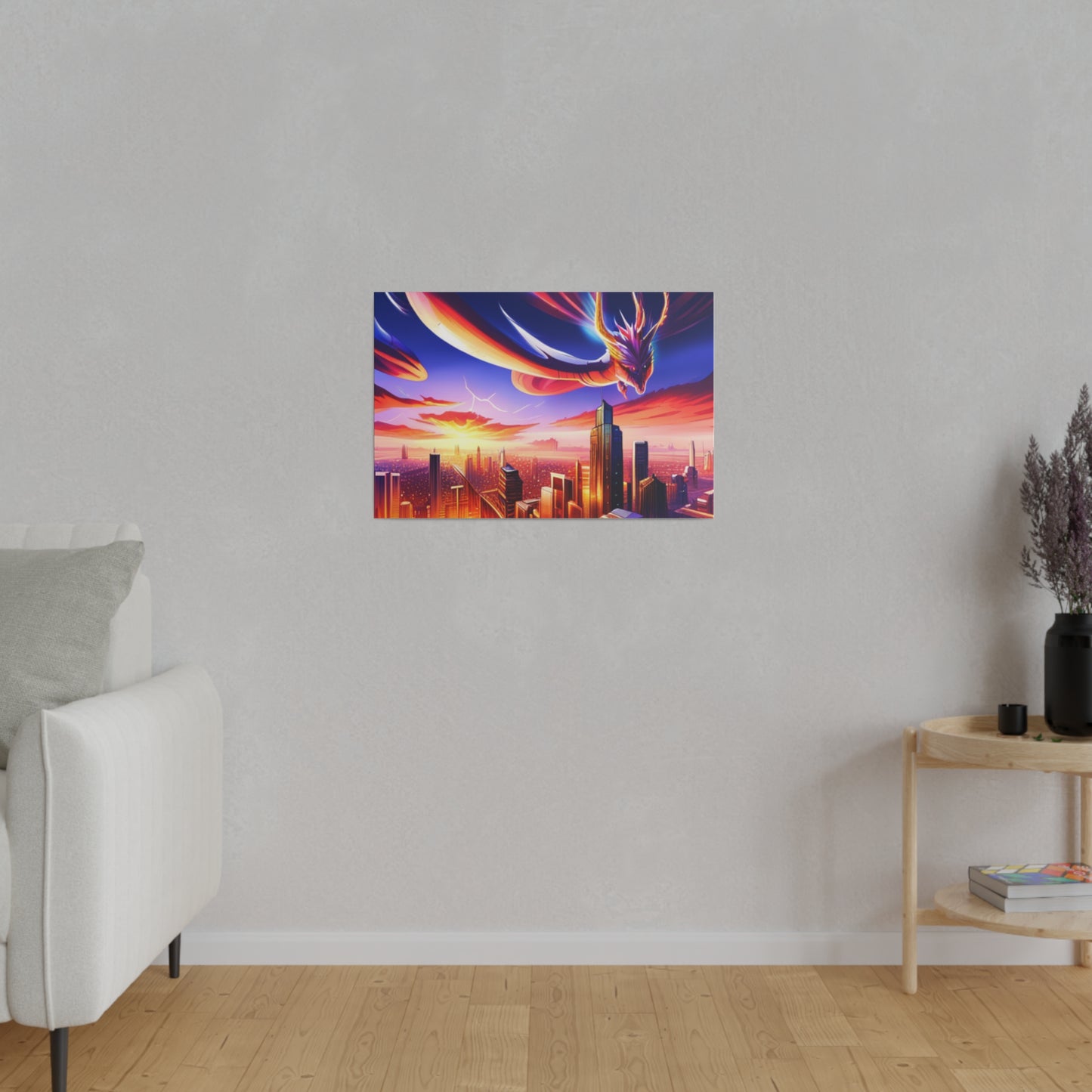 Soaring Dragon Cityscape - Matte Canvas, Stretched, 0.75"