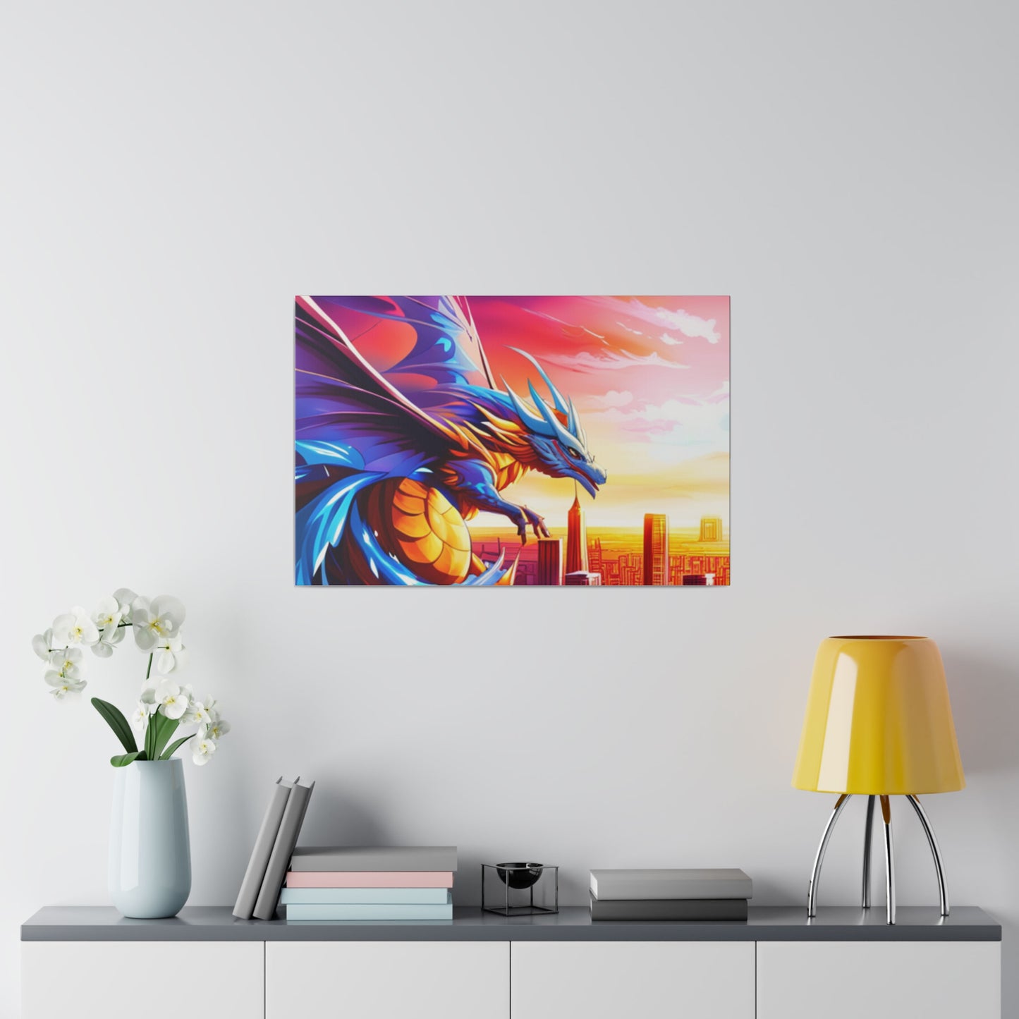 Dragon Cityscape - Matte Canvas, Stretched, 0.75"