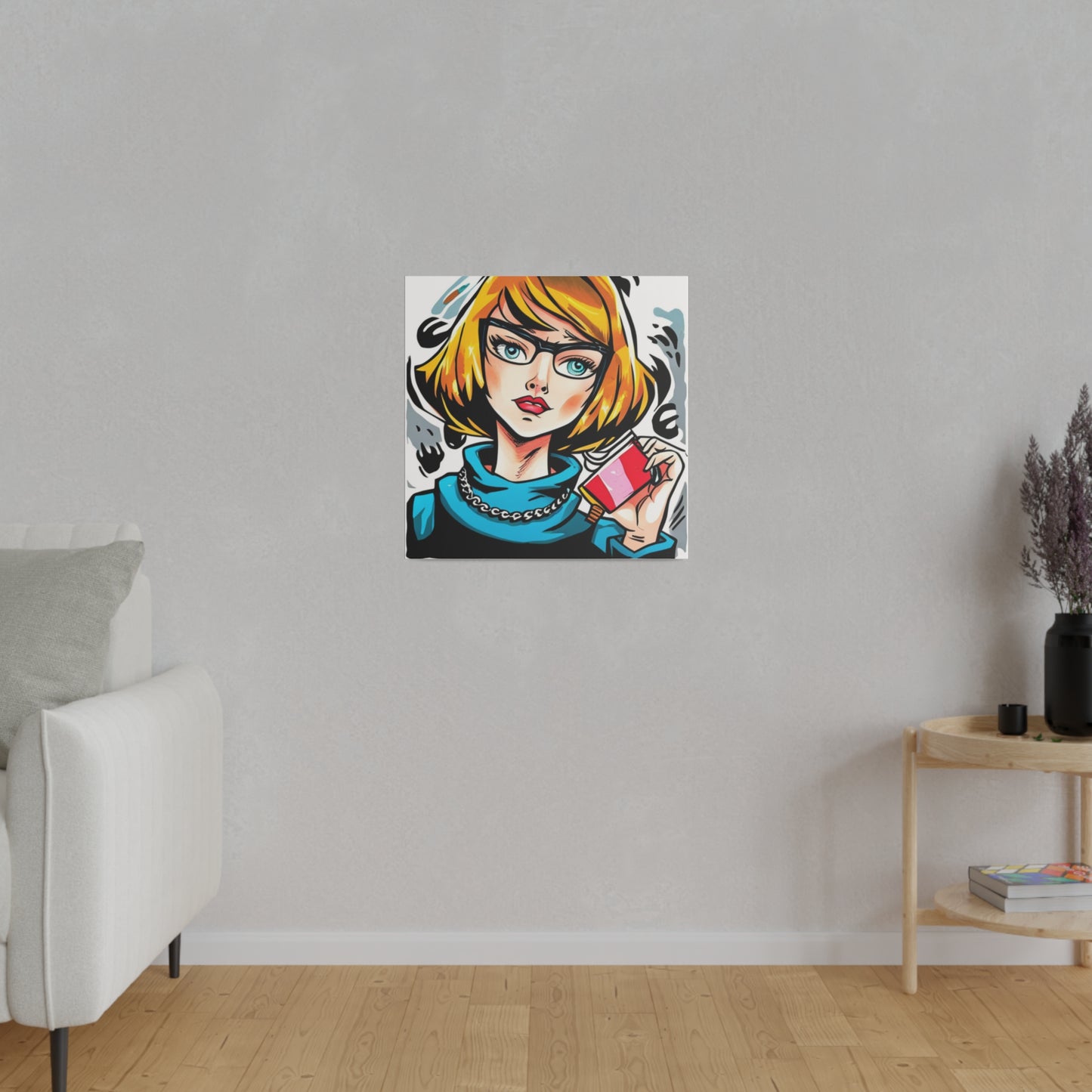 Comic Art, Female Model on Matte Canvas, Stretched, 0.75"