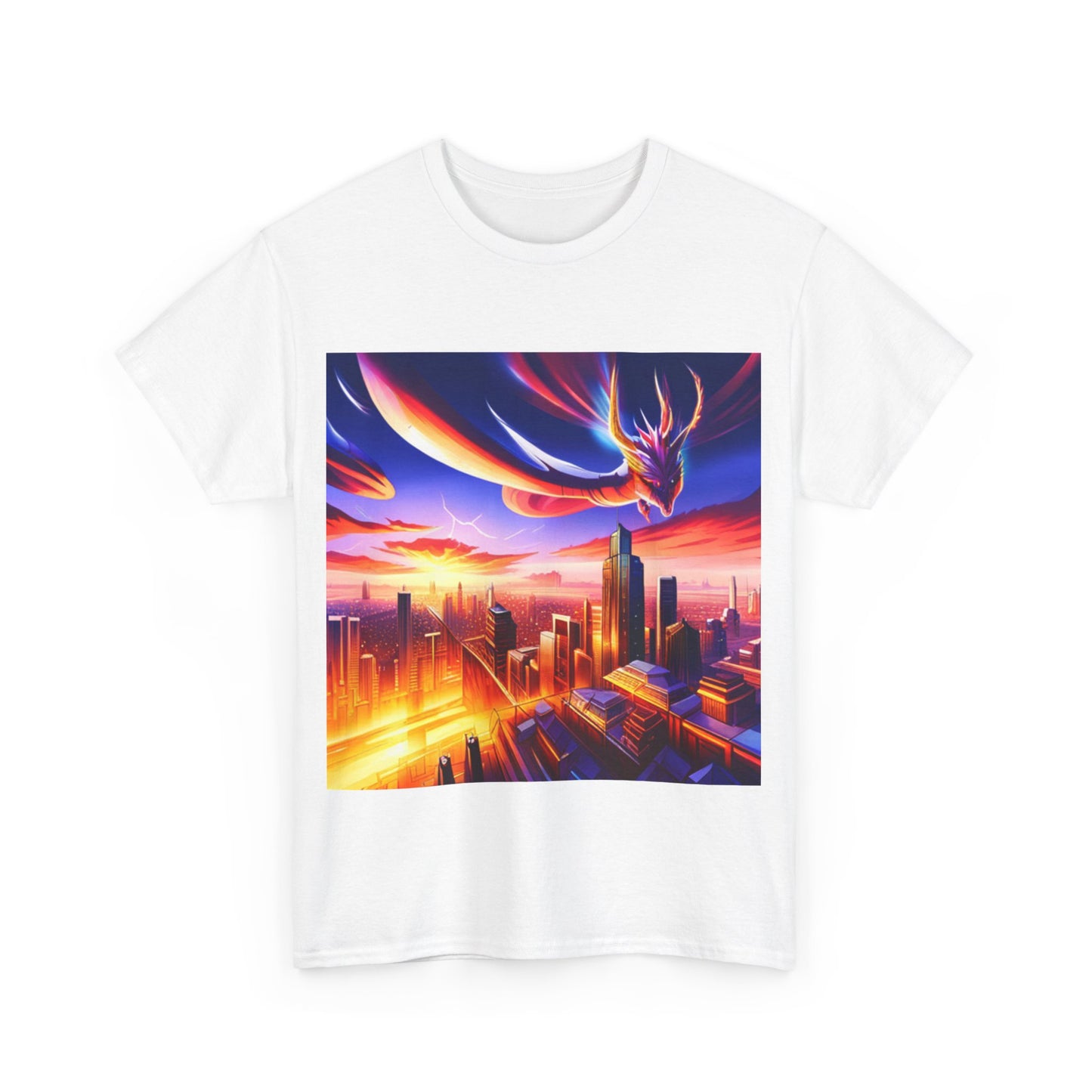 Soaring Dragon Cityscape Graphic Tee