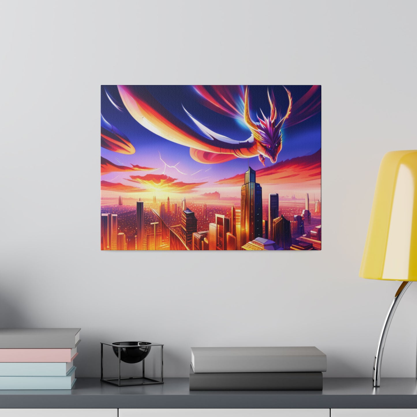 Soaring Dragon Cityscape - Matte Canvas, Stretched, 0.75"