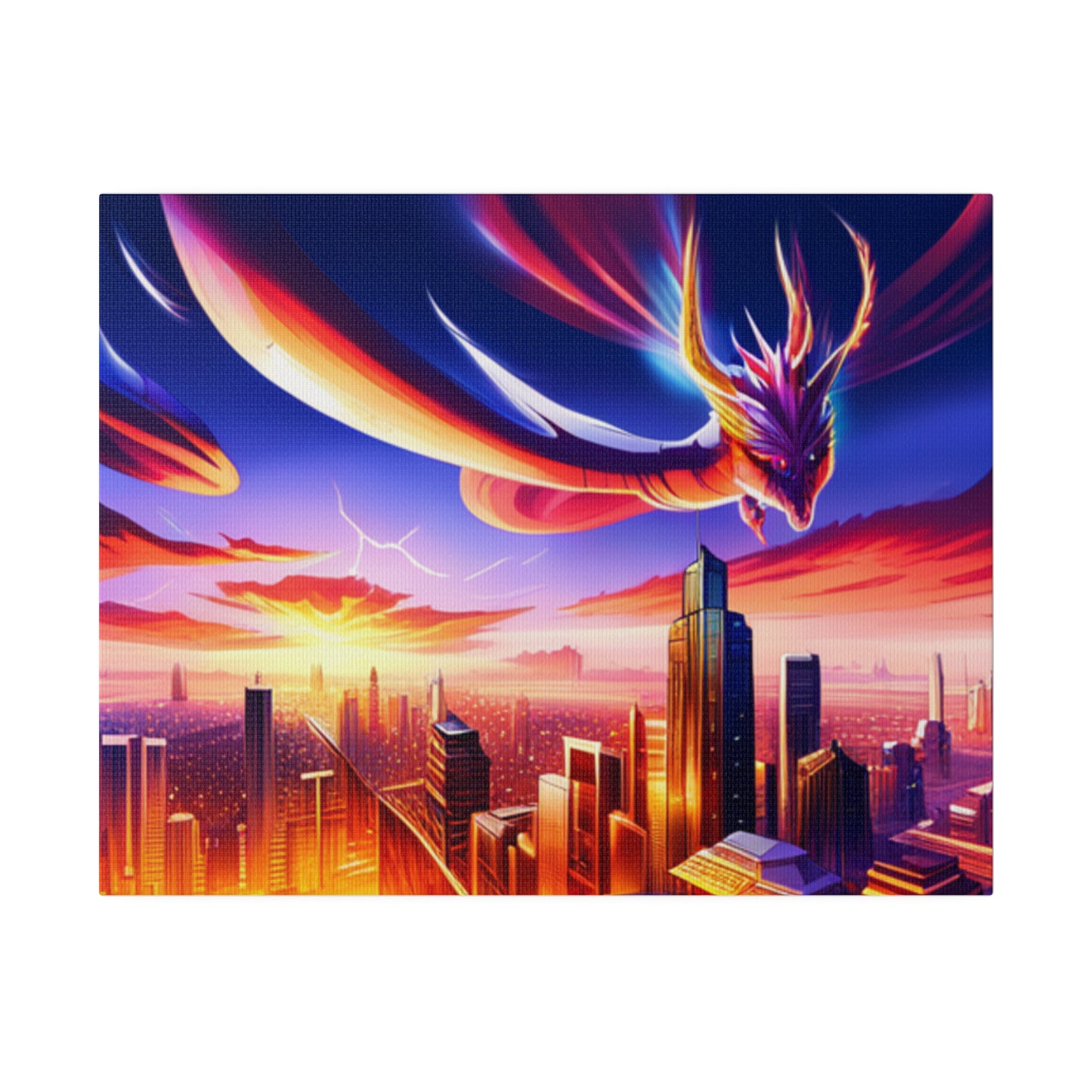 Soaring Dragon Cityscape - Matte Canvas, Stretched, 0.75"