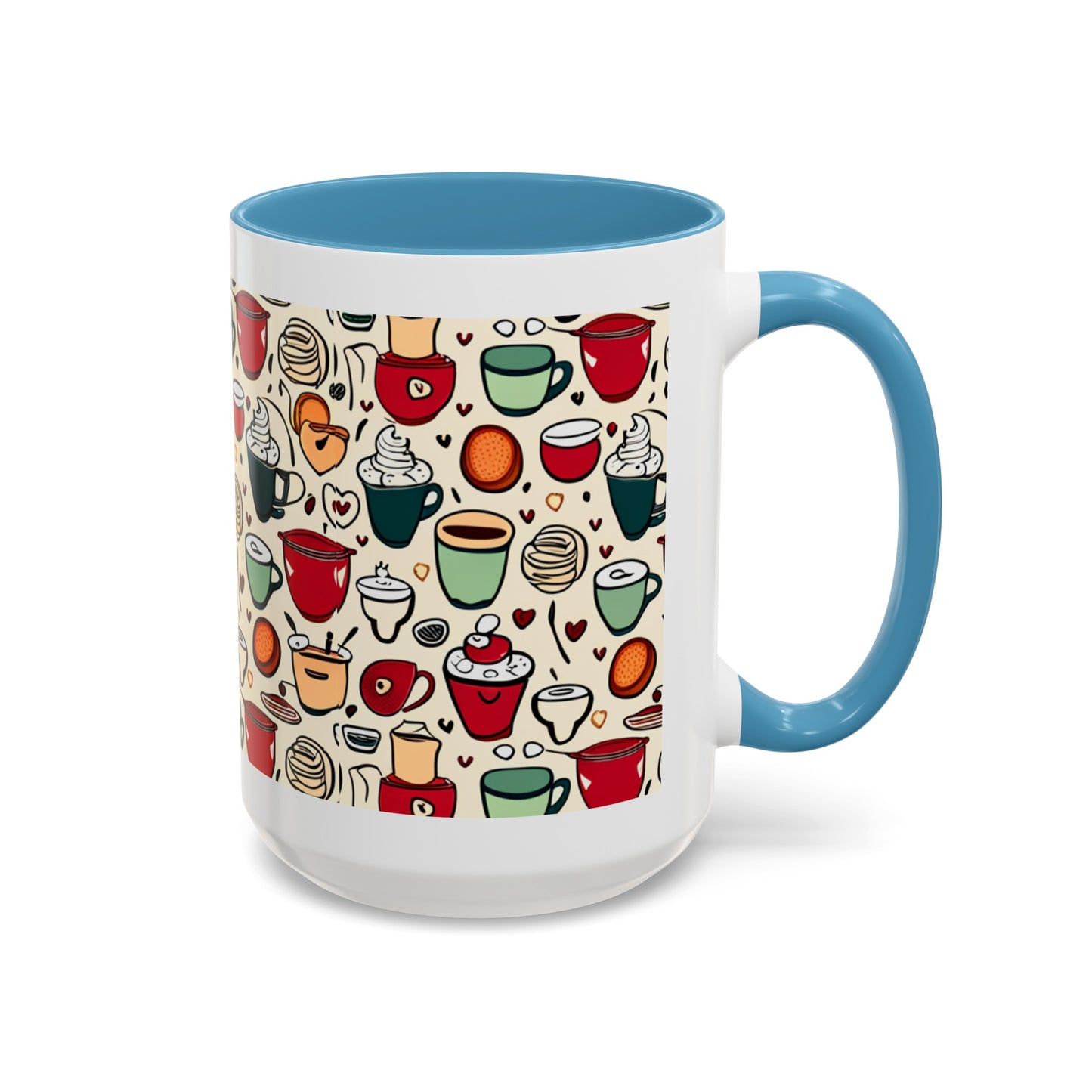 Latte Love 3 Accent Coffee Mug (11, 15oz)