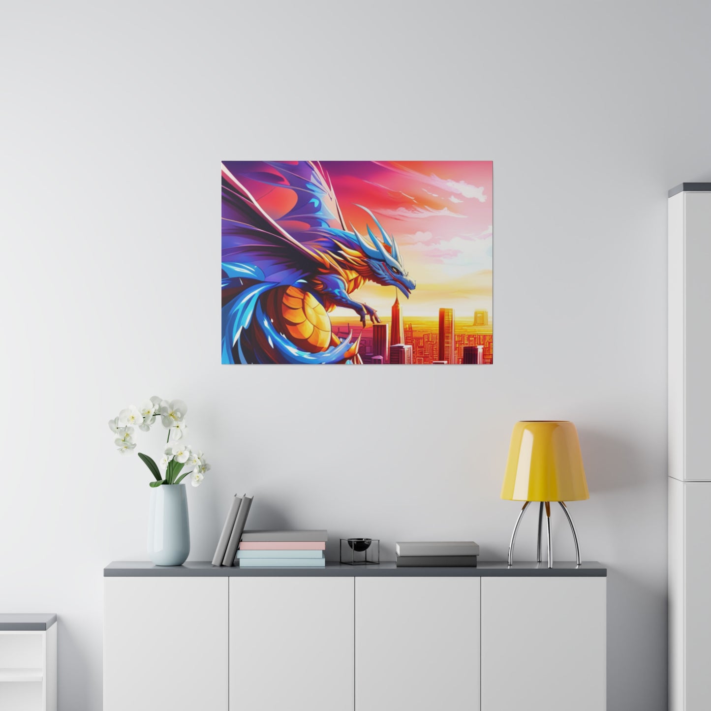 Dragon Cityscape - Matte Canvas, Stretched, 0.75"