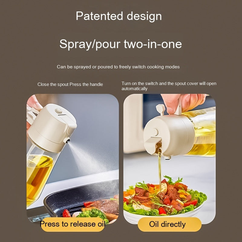 Two-in-one Glass Oiler Automatic Pressing Large Capacity Spray Oil Dispensing Bottle