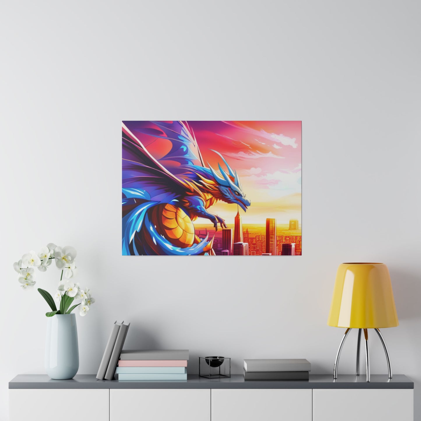 Dragon Cityscape - Matte Canvas, Stretched, 0.75"