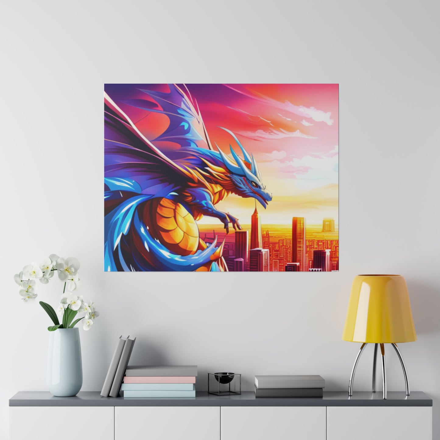 Dragon Cityscape - Matte Canvas, Stretched, 0.75"