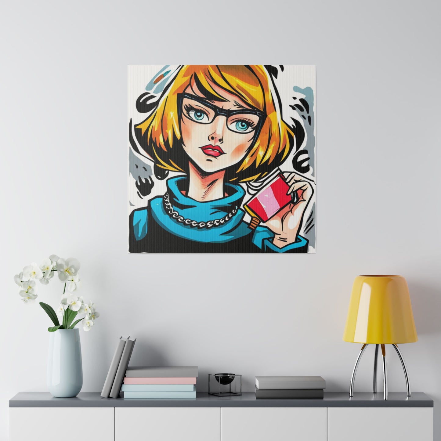 Comic Art, Female Model on Matte Canvas, Stretched, 0.75"