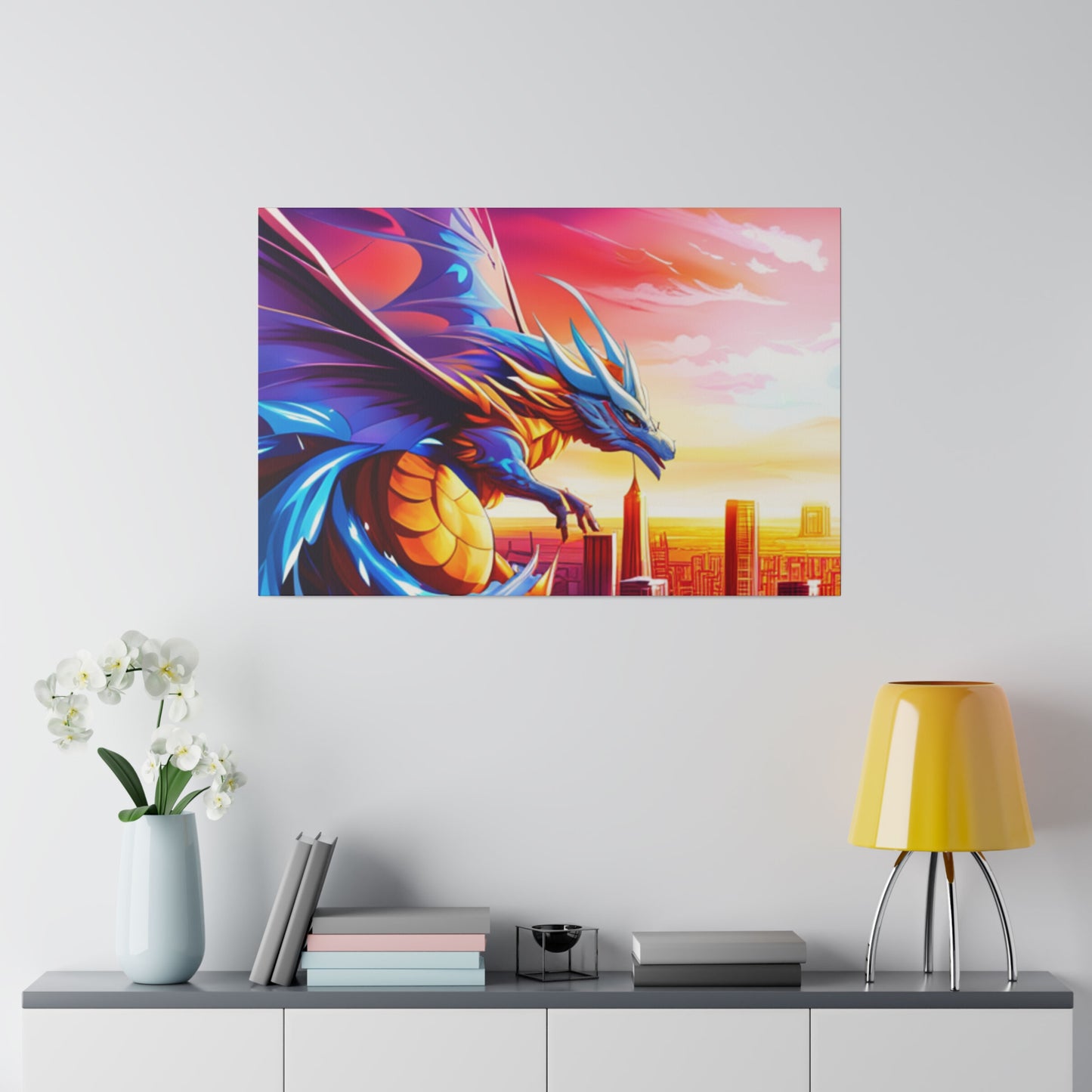 Dragon Cityscape - Matte Canvas, Stretched, 0.75"