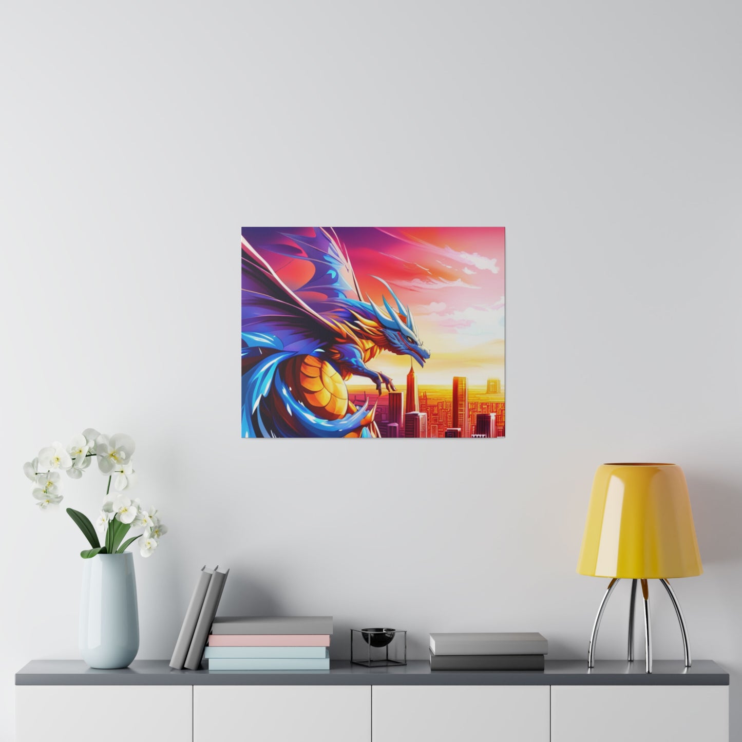 Dragon Cityscape - Matte Canvas, Stretched, 0.75"