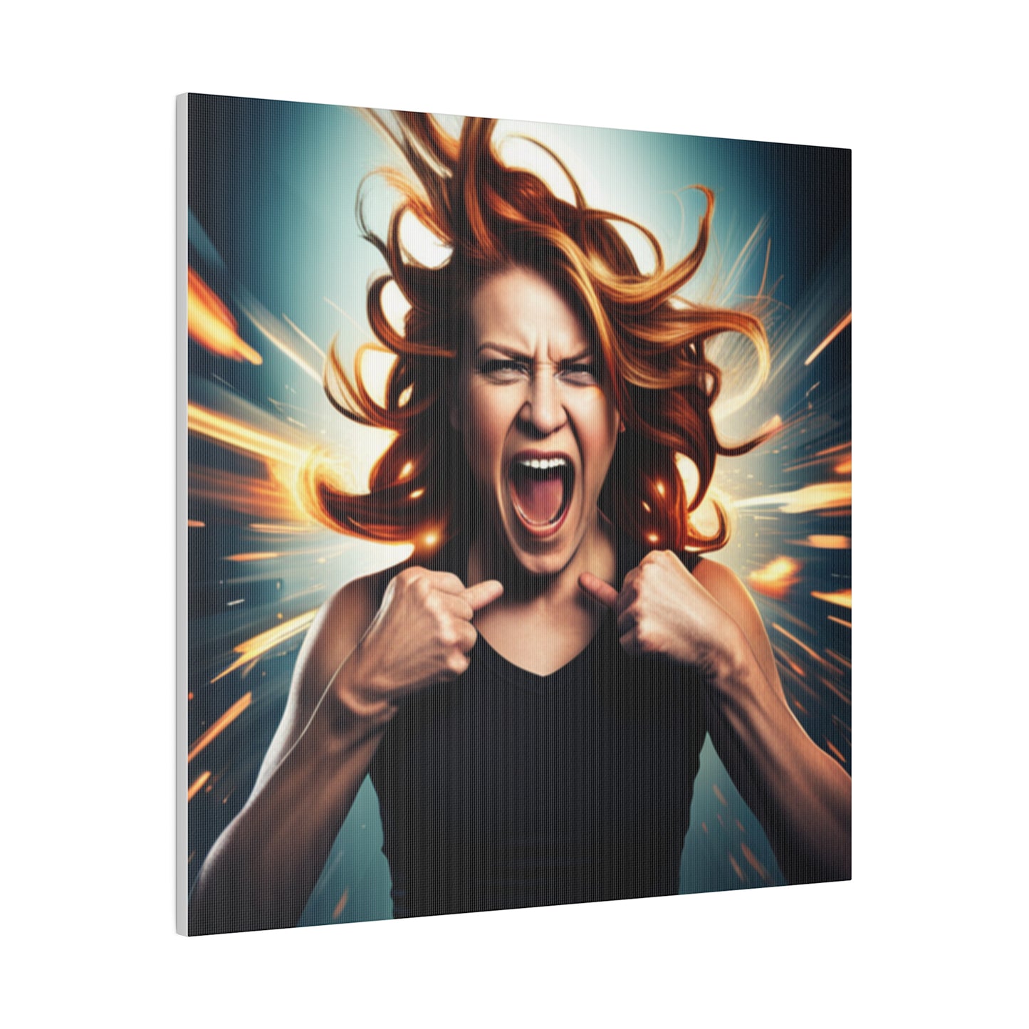 Comic Art, "Rage" Female Model on Matte Canvas, Stretched, 0.75"