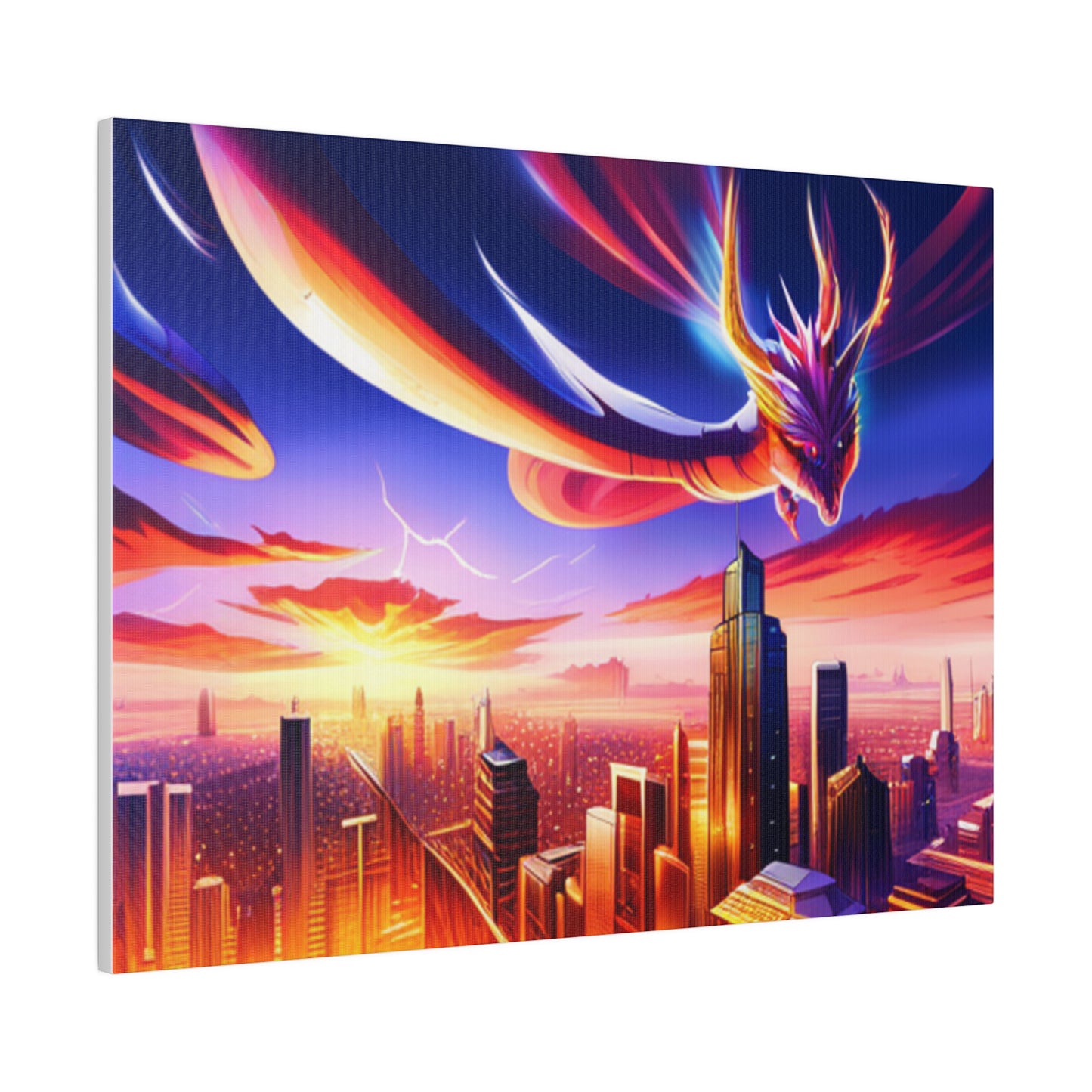 Soaring Dragon Cityscape - Matte Canvas, Stretched, 0.75"