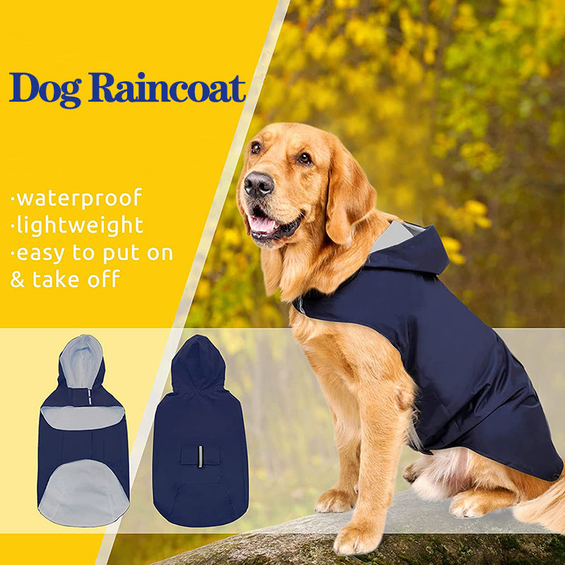 Reflective Large Dog Clothes Windproof When Going Out Hooded Raincoat