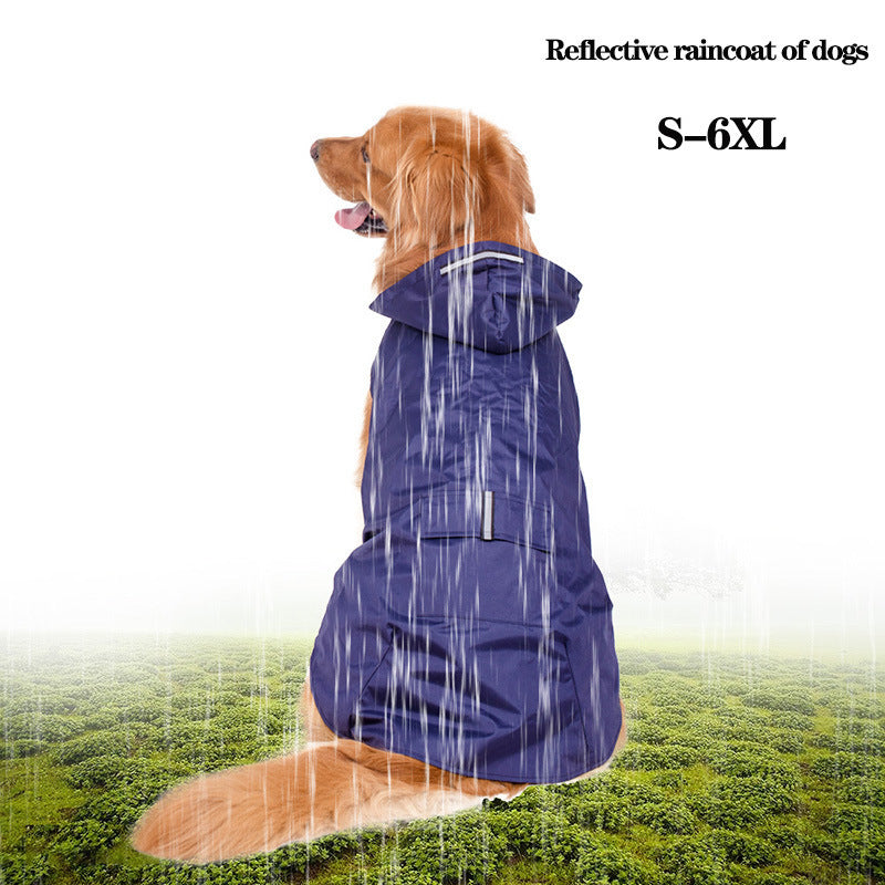 Reflective Large Dog Clothes Windproof When Going Out Hooded Raincoat