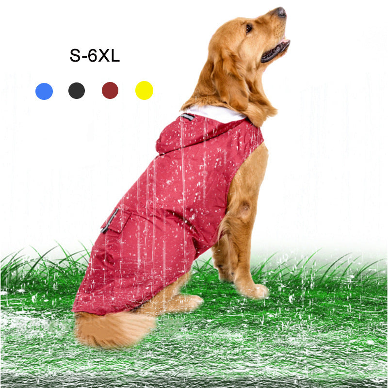 Reflective Large Dog Clothes Windproof When Going Out Hooded Raincoat