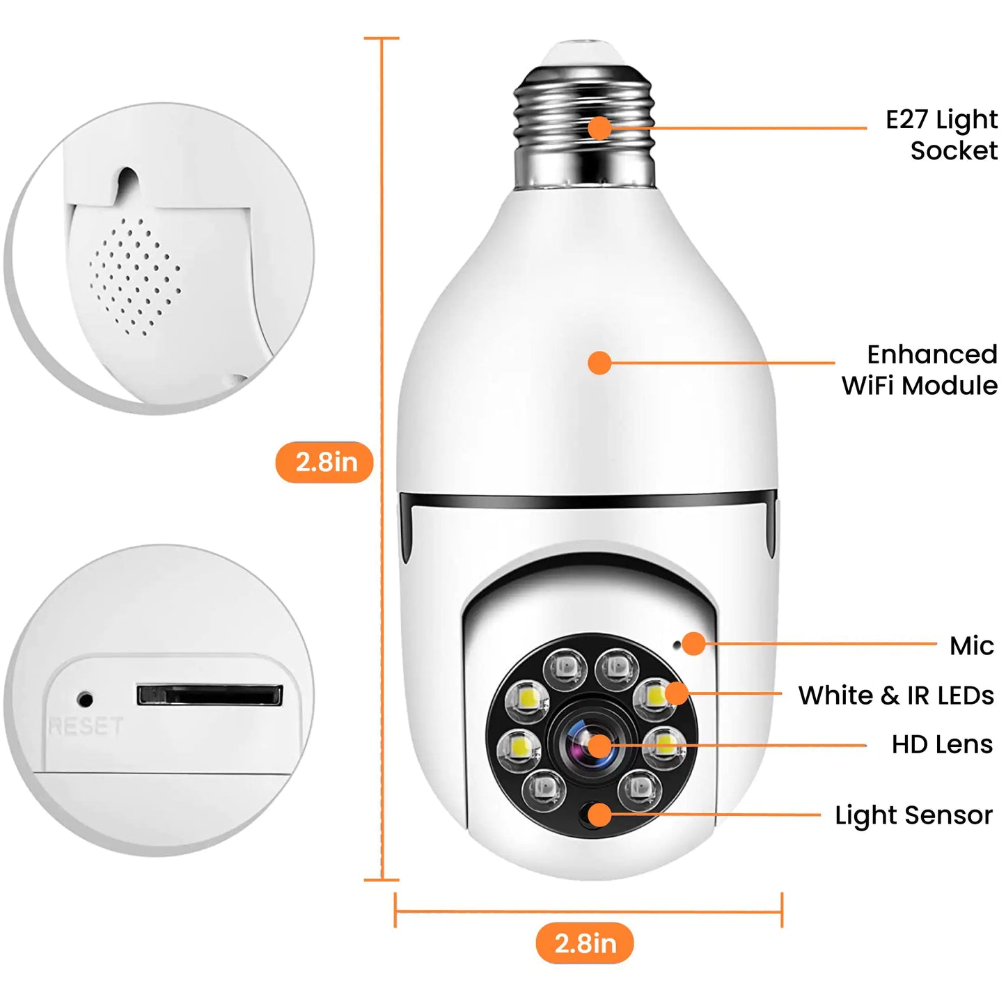 Light Bulb Spy Camera 1080P